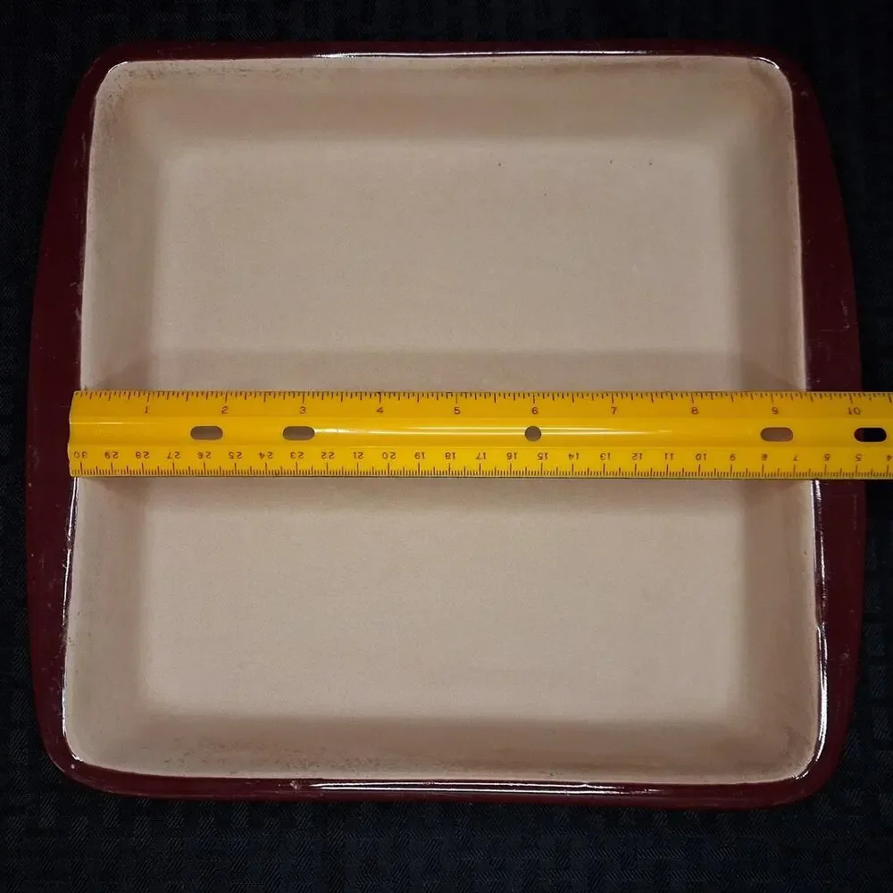 Pampered Chef Stoneware 9x9x2 Square Baker 2.75 Qt Cranberry Red Baking Dish